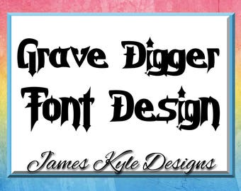 Grave Digger Font Design Files For Use With Your Silhouette Studio Software, DXF Files, DXF Font, SVG Font, Font Cricut instant download
