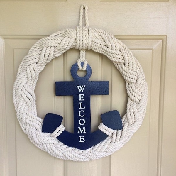 Best Seller, Nautical Anchor Wreath, Welcome Wreath, Rope Wreath, Gender Neutral Wreath