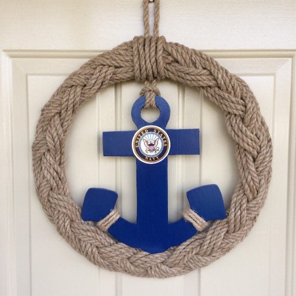 US Navy Wreath, US Coast Guard Wreath, Rope Wreath, gender neutral wreath