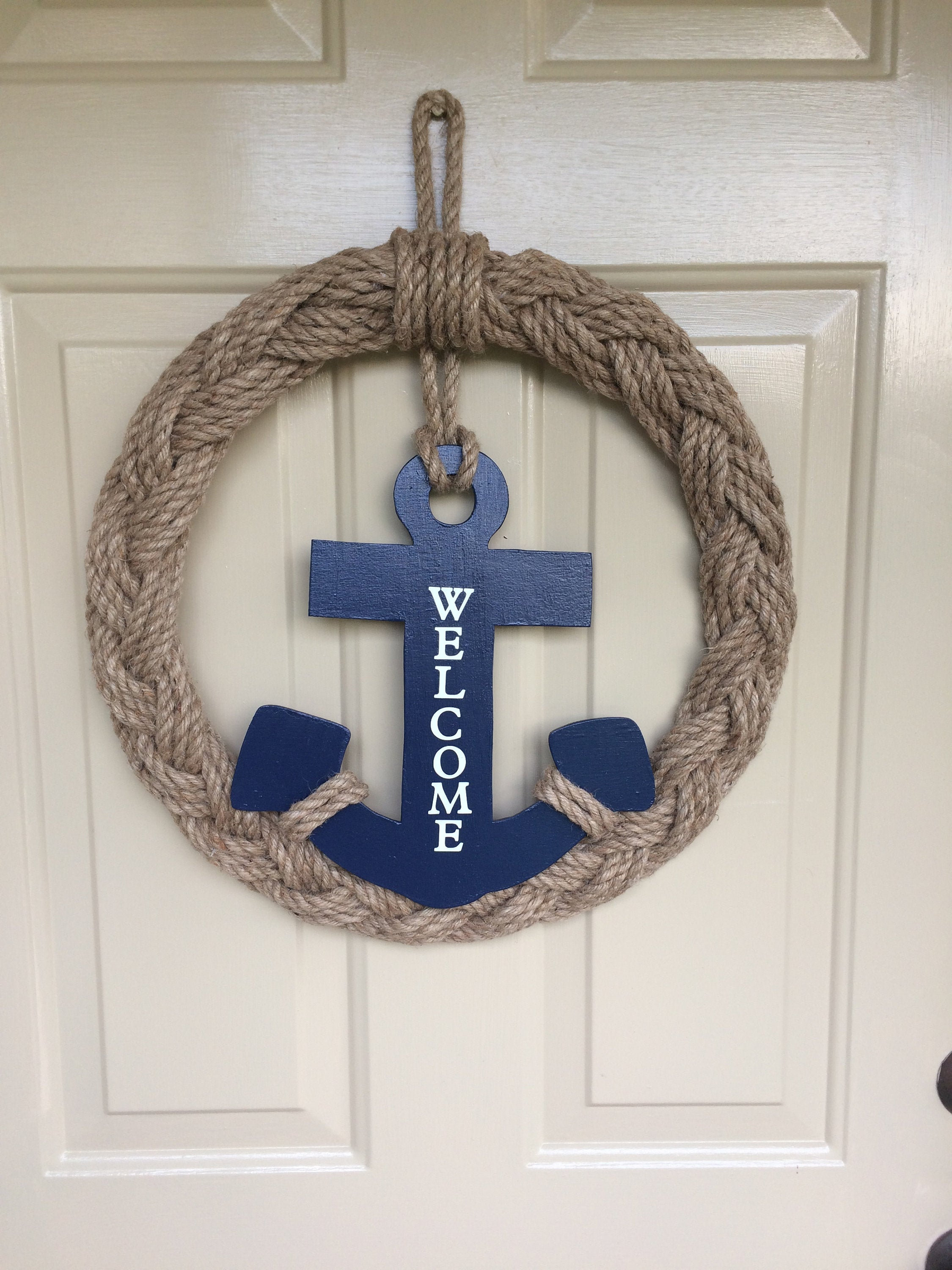 Braided Jute Rope Welcome Anchor Wreath -  Canada