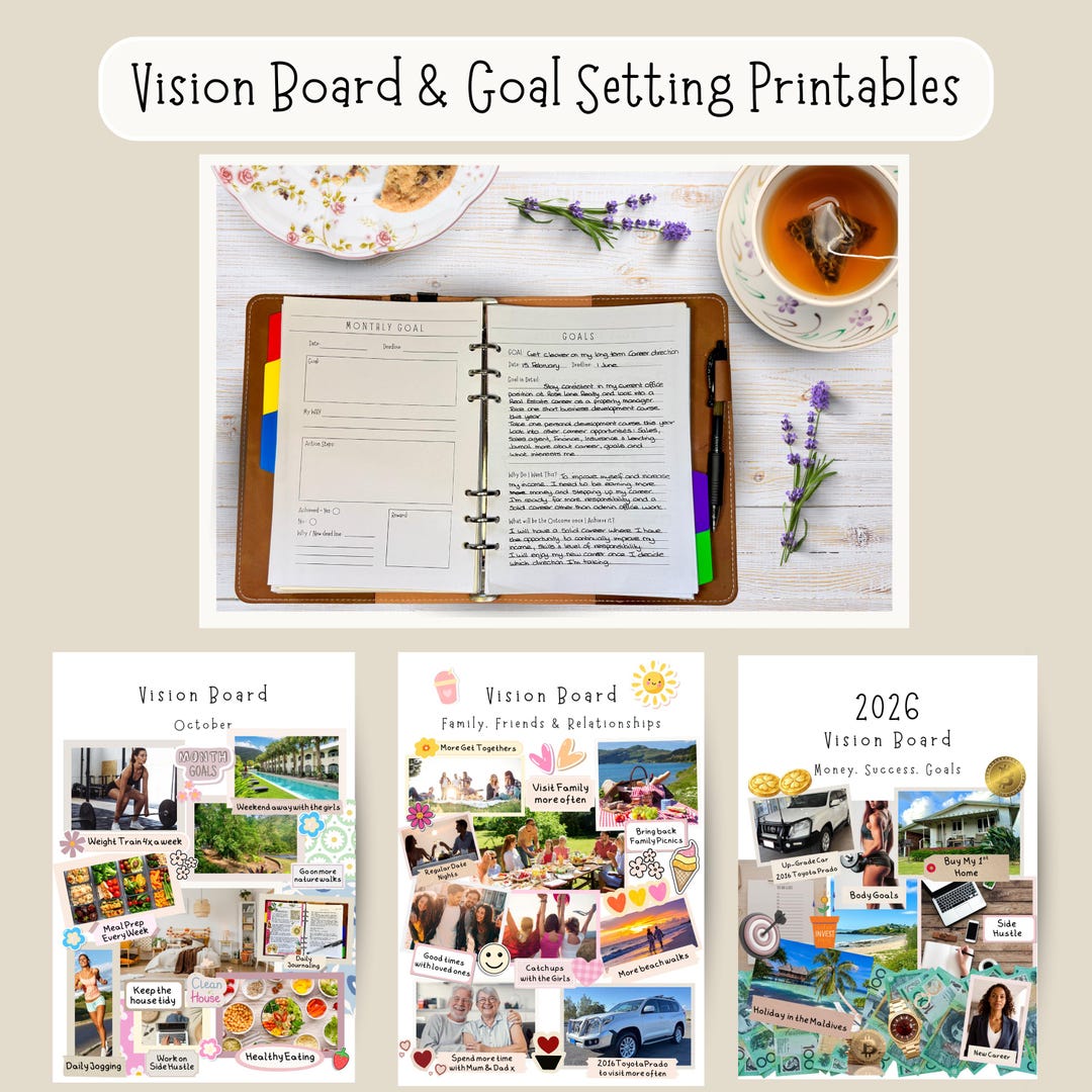 Vision Binder Goal Setting Planner & Vision Board Printables (binder Insert) - Etsy