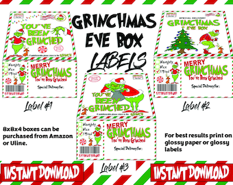 Caja de Nochebuena ETIQUETAS 8x8x4 / Archivos de regalo de bonificación GRATIS
