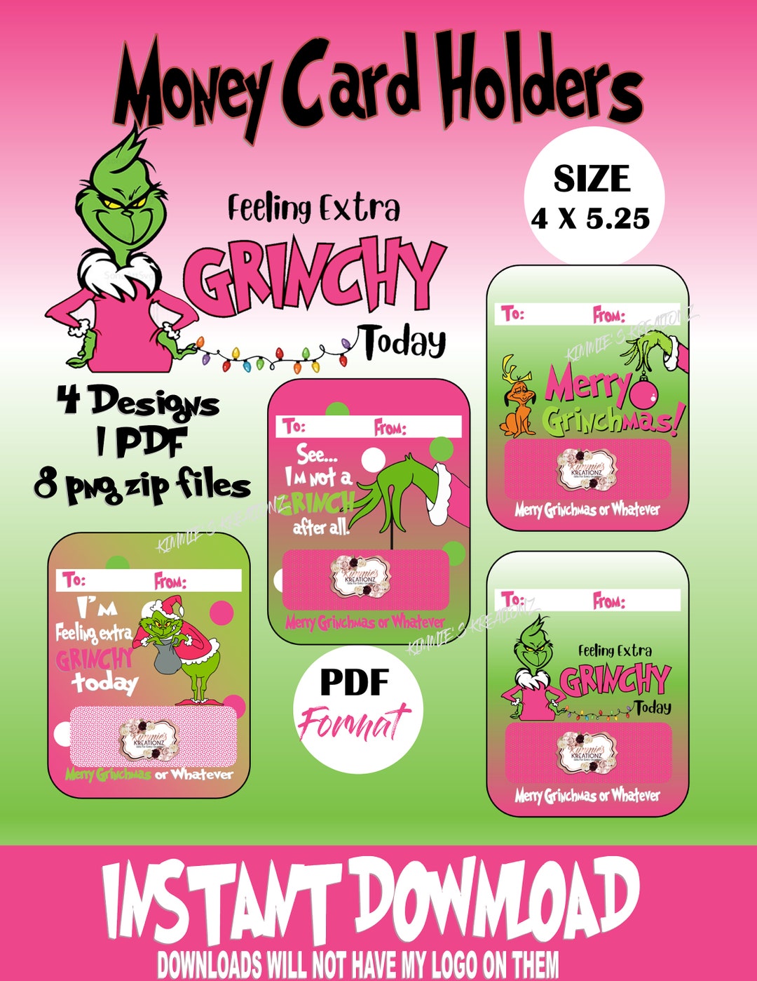 Pink CHRISTMAS Money Card Pink Grinchmas Funny Card Money Gift Holiday