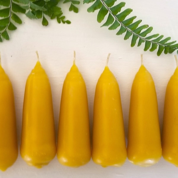 100% beeswax candles | 3" | 2-PACK | stubby | hand dipped taper candles | pure yellow beeswax | cotton wick | joined | short and fat