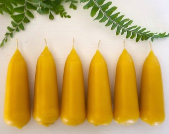 100% beeswax candles | 3" | 2-PACK | stubby | unscented  |  hand dipped taper candles | pure yellow beeswax |  cotton wick  |  short and fat