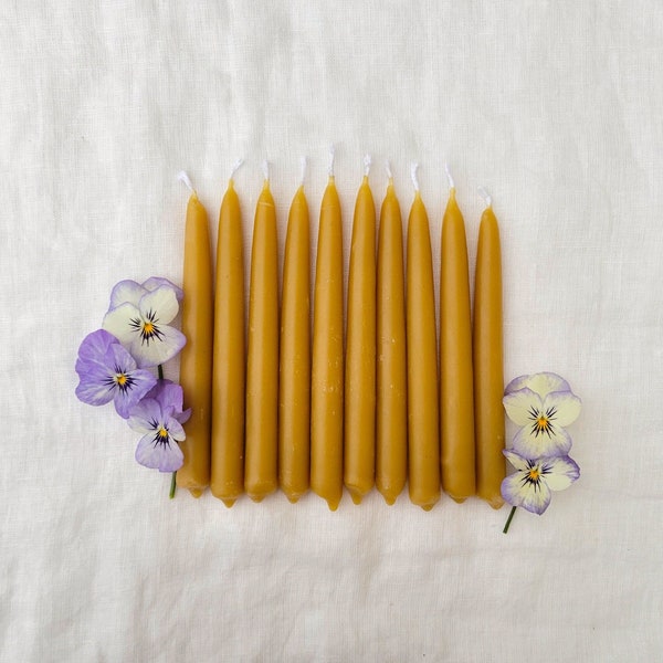 100% beeswax prayer/meditation candles | 5" | 6-PACK | 2-4 hour burn time |  pure yellow US beeswax  |  hand dipped  | natural | cotton wick