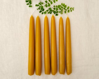 100% beeswax candles | 8" | 2-PACK | hand dipped taper candles | pure yellow beeswax |  cotton wick | natural  |  joined | unscented