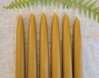 RESERVED FOR BSHU**** |  100% beeswax candles | 7" | yellow with brown tint | hand dipped taper candles | single |  cotton wick  | unscented