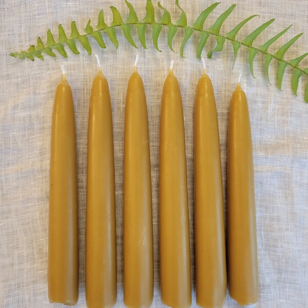 RESERVED FOR BSHU**** |  100% beeswax candles | 7" | yellow with brown tint | hand dipped taper candles | single |  cotton wick  | unscented