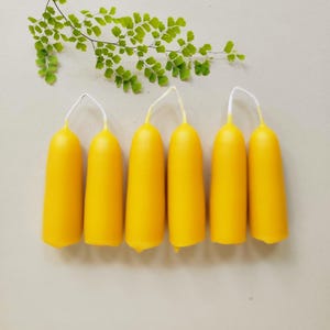 Velas cónicas de cera de abejas de 7,6 cm (3"), sumergidas a mano / Paquete de 2 / Rechonchas / 100 % cera de abejas local / Amarillo natural