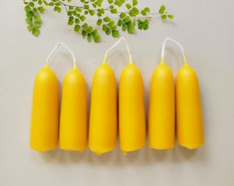 Velas cónicas de cera de abejas de 7,6 cm (3"), sumergidas a mano / Paquete de 2 / Rechonchas / 100 % cera de abejas local / Amarillo natural