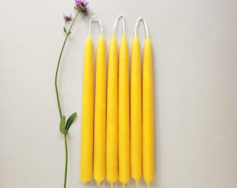 10" Hand dipped beeswax taper candles  |  2-Pack  |  100% local beeswax |  natural yellow