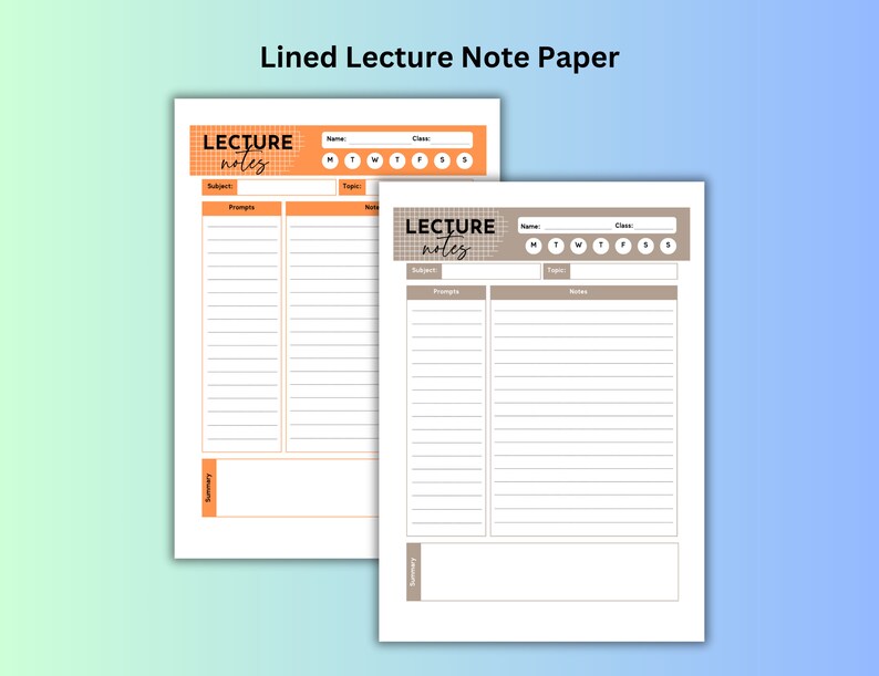 Lecture Notes, Note Paper, Dotted Notes, Lined Notes, Writing Paper ...