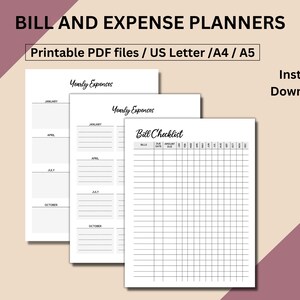 Bill Tracker, Expense Tracker, Finance Tracker To Help Stay On Track With Your Finances, Digital Download