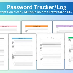 Password Tracker, Password Log, Password Keeper, Password List Printable