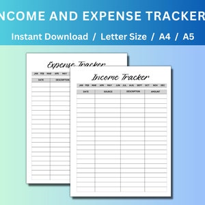 Income and Expense Trackers to keep track of your monthly finances