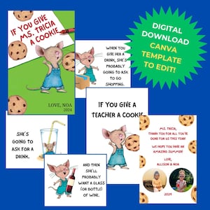DIGITALER DOWNLOAD! Booklet zur Wertschätzung des Lehrers: Wenn Sie Ihrem Lehrer einen Keks geben - fügen Sie Geschenkkarten hinzu!  Ende der Schule Danke Geschenk-Mäusebuch