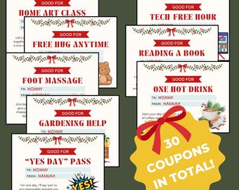 Editable Thoughtful Holiday Coupons / Vouchers Template from Kids to Parents | Canva Template for Family Fun, Chores, & Acts of Kindness