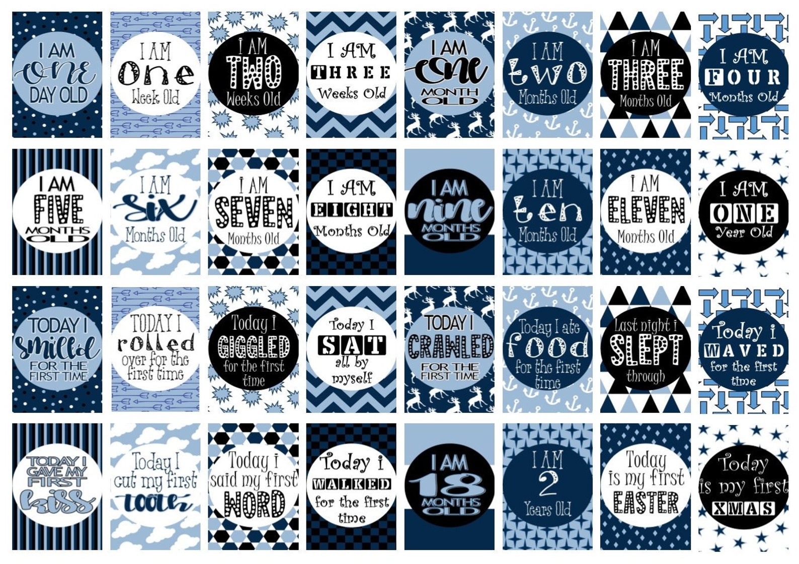 Baby Boy Milestone Cards 32 Pack Etsy