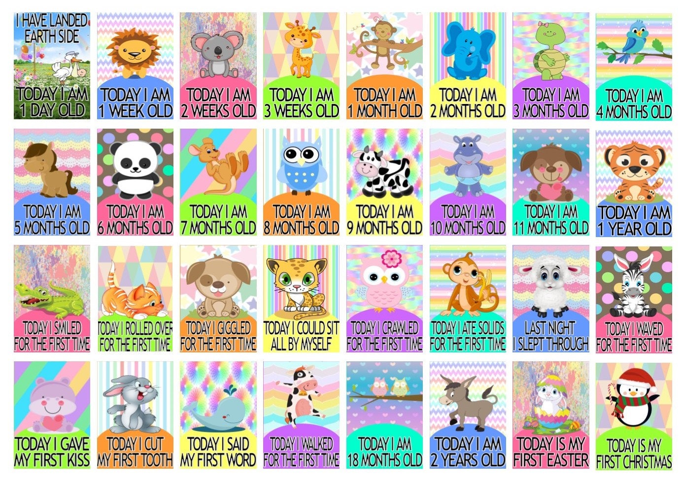 Baby Milestone Cards 32 Pack | Etsy