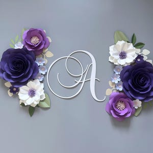 Violet Lavende Roses Paper Flower Set, Nursery Paper Flower Wall Decor, Mauve Baby Girl Nursery Flowers, Paper Flowers, Nursery Paper Flower