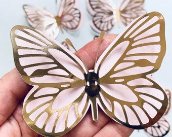 Wall Butterflies/ Gold 3D Butterfly Set/ Nursery Wall Decor/ Gift/ Centrepiece / Dessert table decor/ Baby shower decor/ Birthday decor