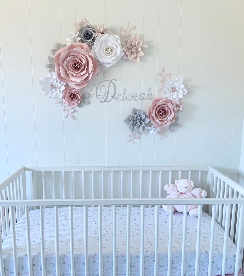 Paper Flower Set Nursery Paper Flower Wall Decor Baby Girl Etsy Canada