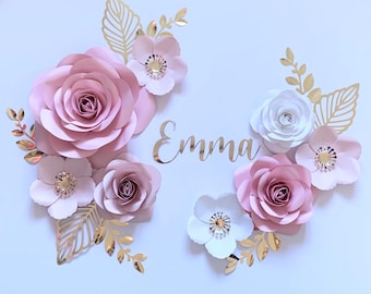 Paper Flower Set, Nursery Paper Flower Wall Decor, Baby Girl Nursery Flowers, Paper Flowers, Nursery Paper Flowers, wall flowers