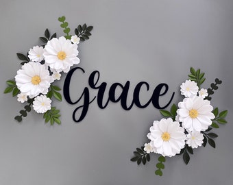 Daisy Paper Flower Wall Decor: Nursery, 1st Birthday & Name Sign