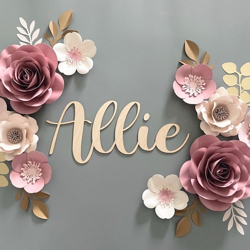 Mauve Pink Paper Flower Set Nursery Paper Flower Wall Decor Etsy