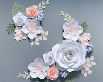 Paper Flower Set, Nursery Paper Flower Wall Decor, Baby Girl Nursery Flowers, Paper Flowers, Nursery Paper Flowers, wall flowers