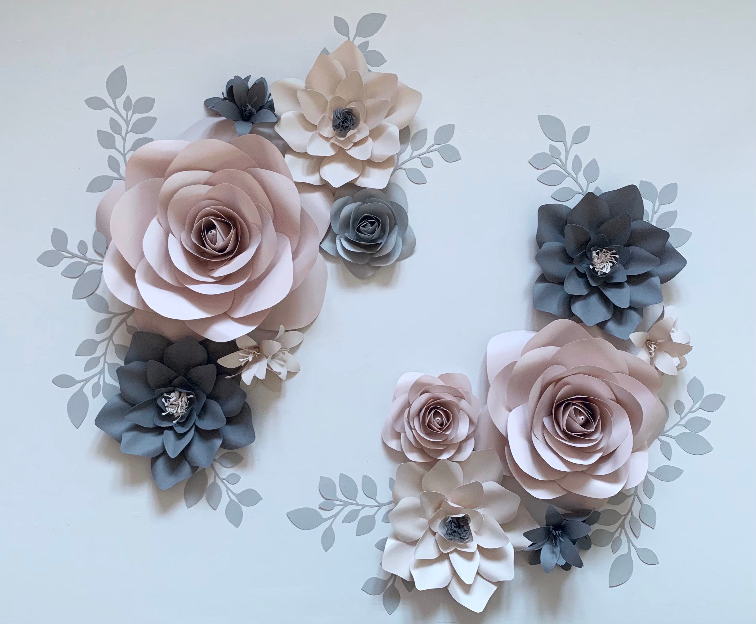 Gift Bouquet Paper Flowers Nursery Decor Paper Flower Bouquet Purples, Gray  and White 