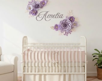 Lavender Paper Flower Set: Nursery Wall Decor & Name Sign