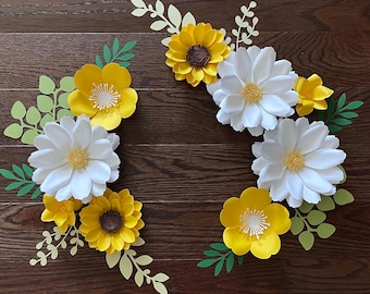 Daisy Sunflower Paper Flower Wall Decor - Nursery Decor & Name Sign