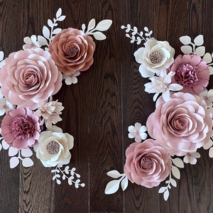 Blush Mauve Paper Flower Set, Nursery Paper Flower Wall Decor, Baby Girl Nursery Flowers, Paper Flowers, Nursery Paper Flowers, wall flowers