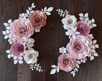 Blush Mauve Paper Flower Set: Nursery Wall Decor & Name Sign