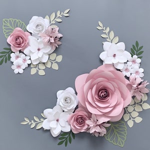 Set di fiori di carta, decorazioni da parete con fiori di carta per la cameretta dei bambini, fiori per la cameretta delle bambine, fiori di carta, fiori di carta per la cameretta dei bambini, fiori da parete
