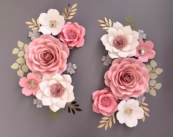 Candy Pink Paper Flower Set: Nursery Wall Decor & Name Sign