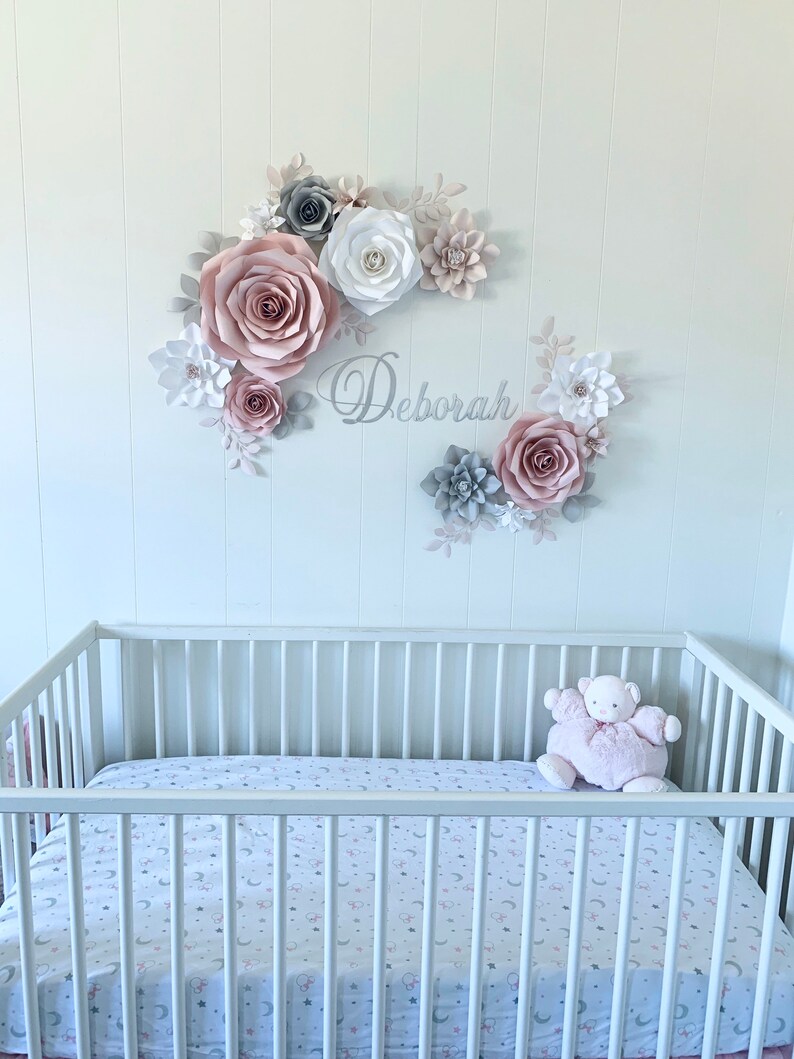 Paper Flower Set Nursery Paper Flower Wall Decor Baby Girl Etsy Canada