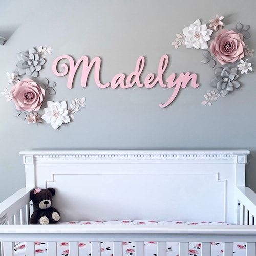 Paper Flower Set Nursery Paper Flower Wall Decor Baby Girl Etsy UK
