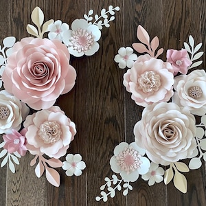 Blush Pink Paper Flower Set, Nursery Paper Flower Wall Decor, Baby Girl Nursery Flowers, Paper Flowers, Nursery Paper Flowers, wall flowers