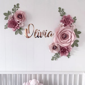 Set di 11 fiori di carta, decorazioni da parete con fiori di carta per la cameretta dei bambini, fiori per la cameretta delle bambine, fiori di carta, fiori di carta per la cameretta dei bambini, fiori da parete