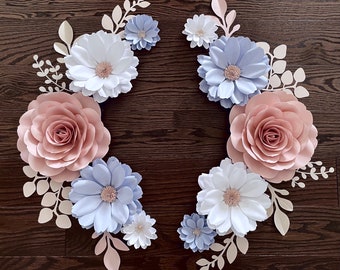 Daisy & Rose Paper Flower Wall Decor: Nursery Set and Name Sign