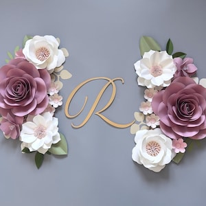 Mauve Blush Roses Paper Flower Set, Nursery Paper Flower Wall Decor, Mauve Baby Girl Nursery Flowers, Paper Flowers, Nursery Paper Flower