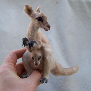 Made to order Ooak Miniature Dollhouse Kangaroo Mom & Joey by Malga