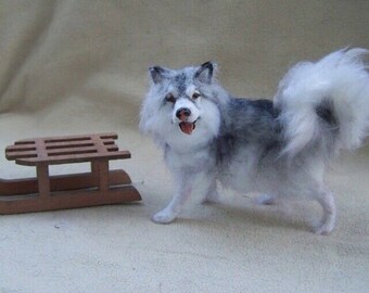 MADE to ORDER Ooak Realistic Dollhouse Miniature dog Alaskan Malamute  by Malga