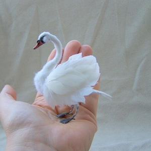 MADE TO ORDER  Miniature Dollhouse White Folded-Wing Swan by Malga