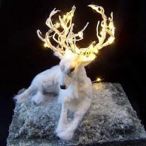 MADE TO ORDER Dollhouse Miniature  white Deer by Malga