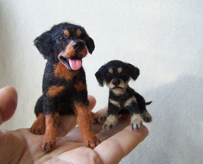 Micro Miniature Rottweiler Made to Order Ooak Dollhouse Miniature Rottweiler Dog Mom and Puppy by ...