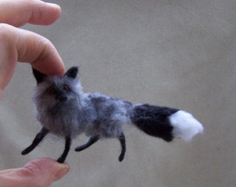 made to order OOAK dollhouse Miniature Standing Black Fox by Malga